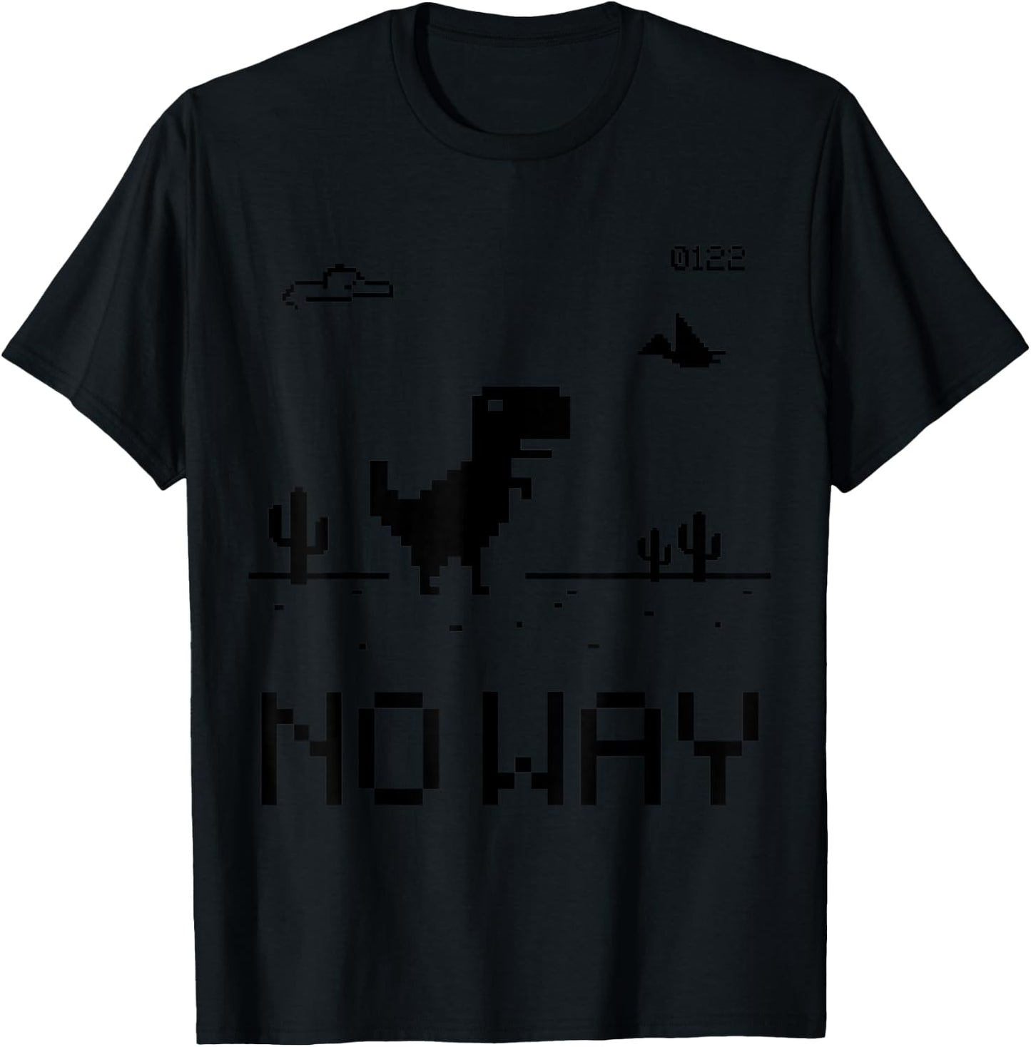 Funny Cute Pixel Offline T-Rex Game, Cool Dino Game, Gaming T-Shirt - T-Shirt | Black