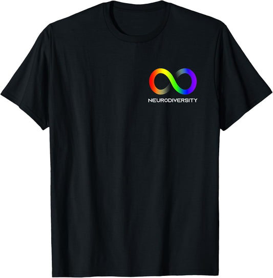 Embrace Neurodiversity Autism ADHD ASD Infinity Rainbow T-Shirt - T-Shirt | Black