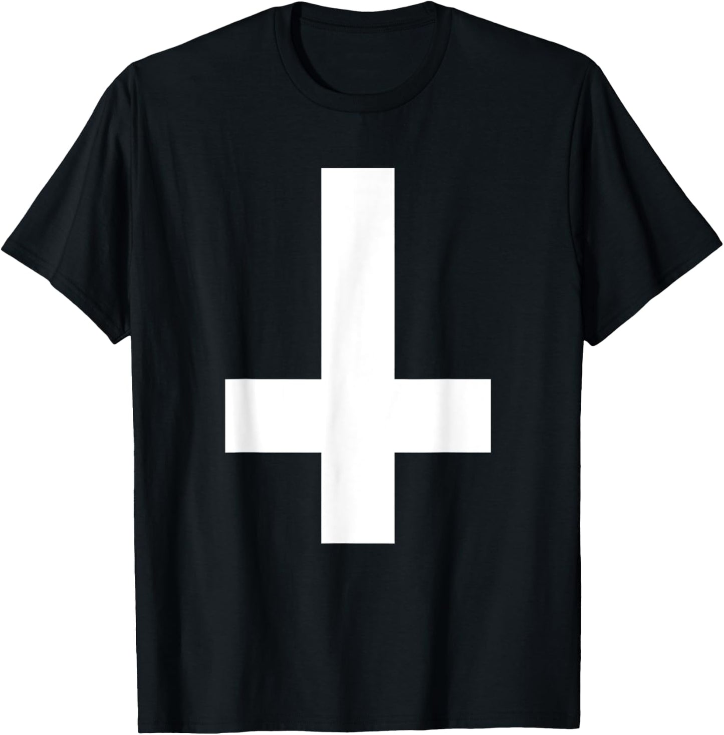 Inverted Cross Upside Down Cross T-Shirt - T-Shirt | Black