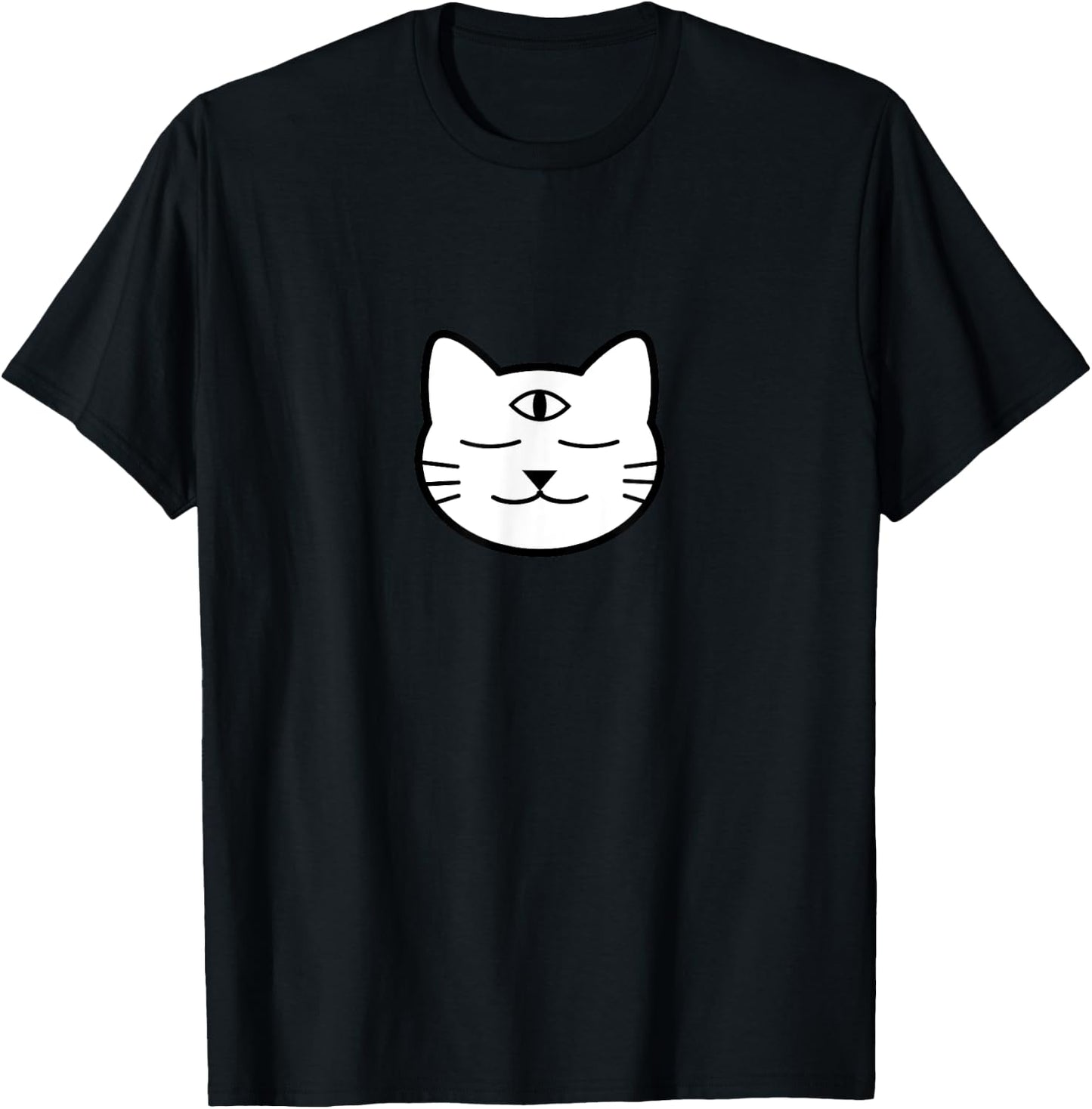 Three-Eyed Cat Third Eye Chakra Yoki Mascot Yoga Meditation T-Shirt - T-Shirt | Black