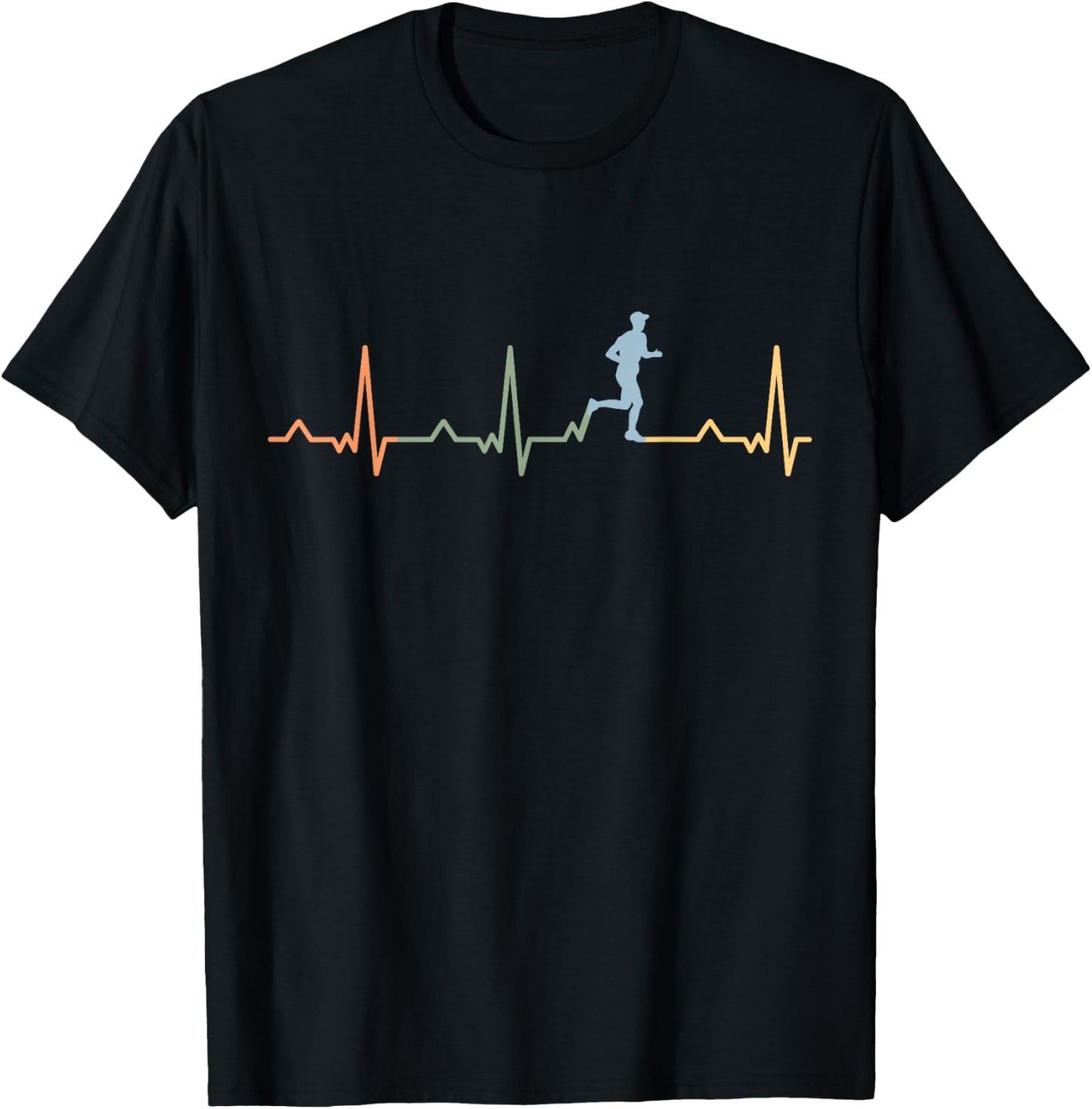 Marathon Jogging Running Heart Beat Running Sprint T-Shirt - T-Shirt | Black
