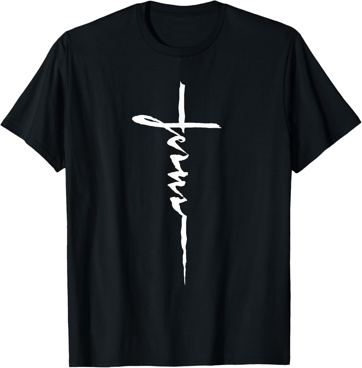 Jesus Christian Cross Art Cursive Inspiring Gift Men Women T-Shirt - T-Shirt | Black