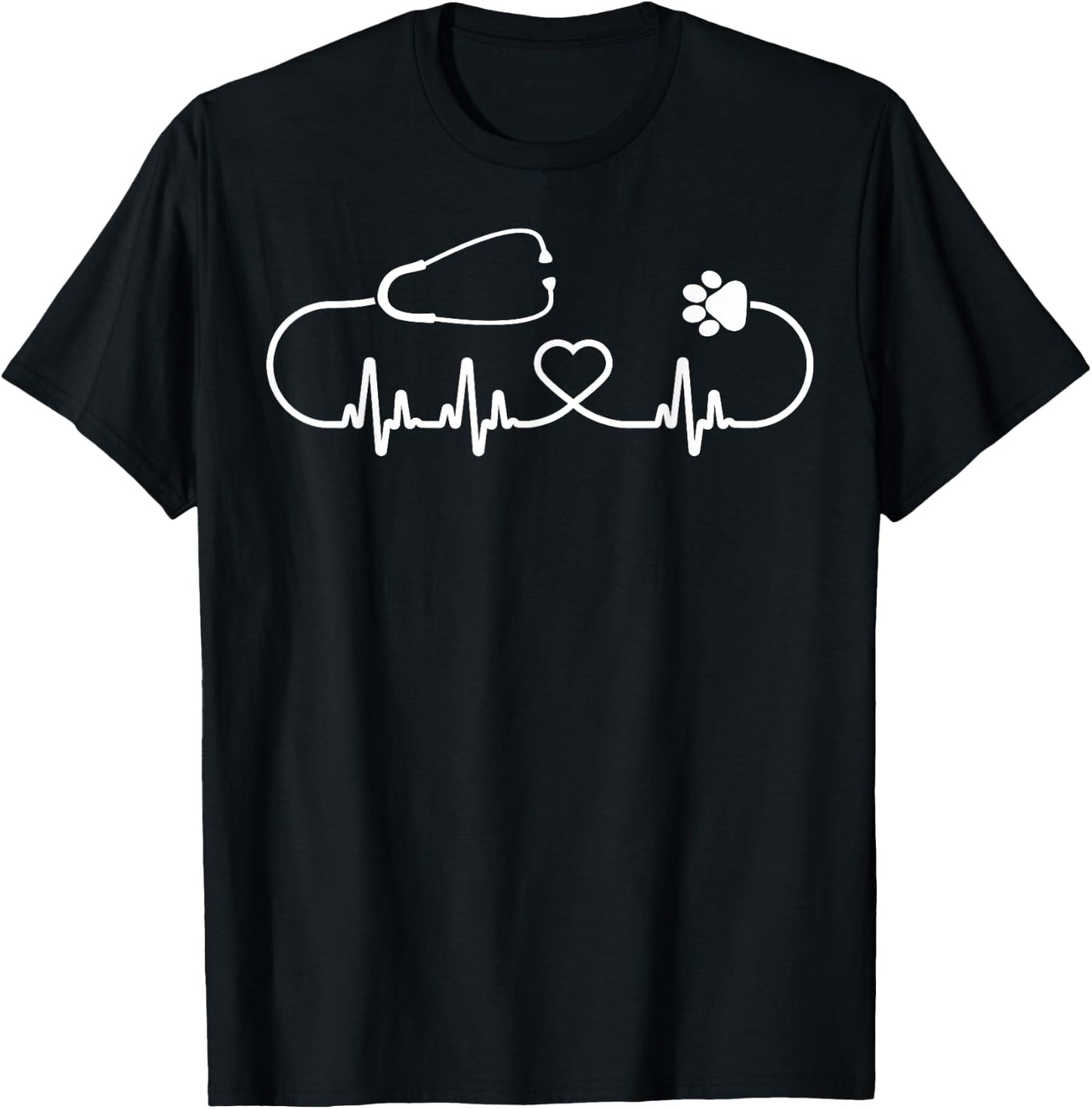 Cool Veterinarian Heartbeat | Funny Veterinary Worker Gift T-Shirt - T-Shirt | Black