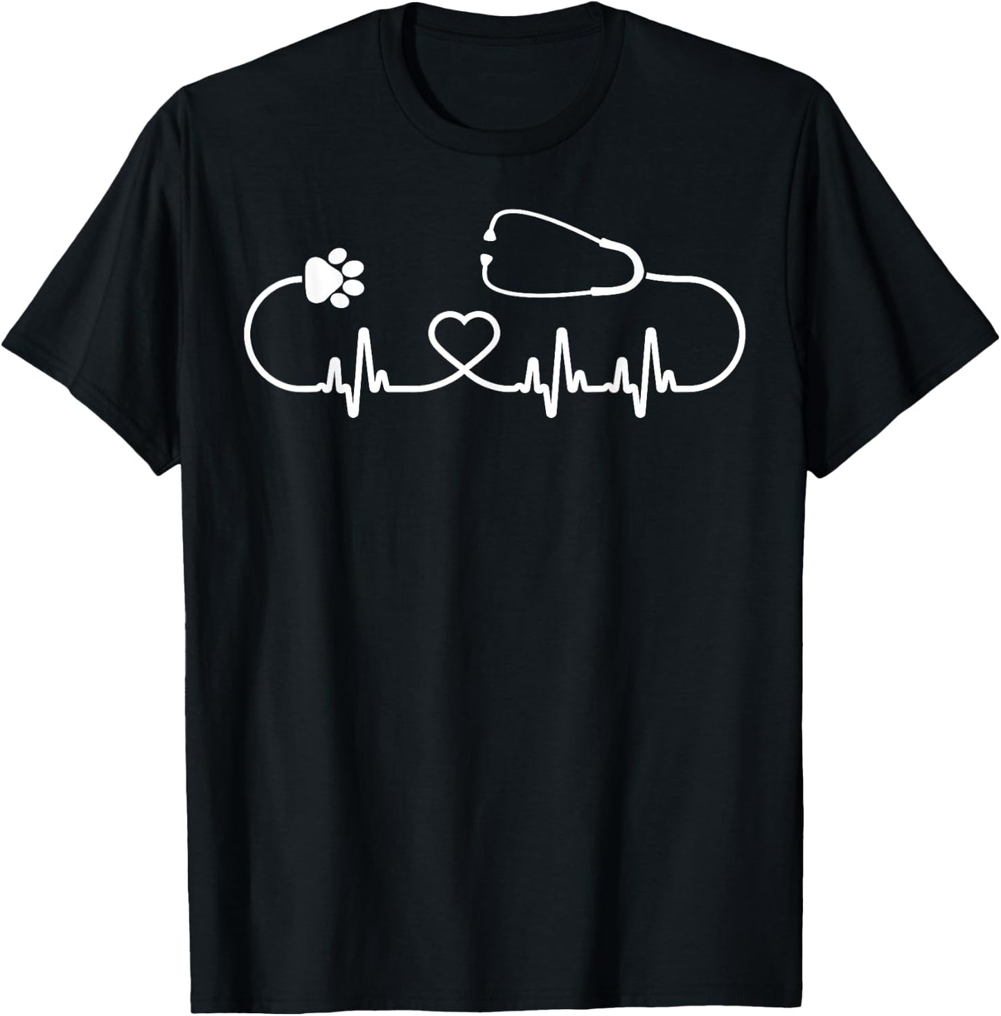 Cool Veterinarian Heartbeat | Funny Veterinary Worker Gift T-Shirt - T-Shirt | Black