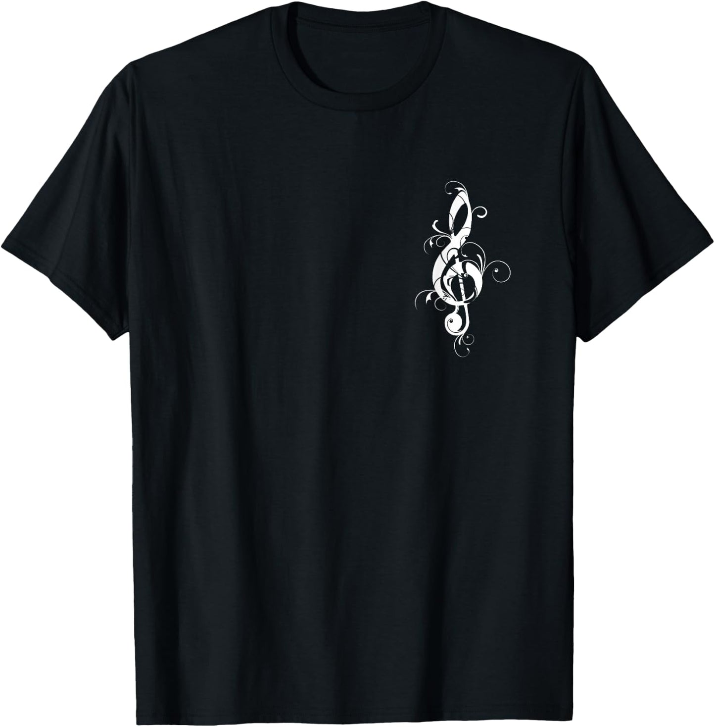 Treble Clef, Treble Clef, Floral, Musical Note T-Shirt - T-Shirt | Black