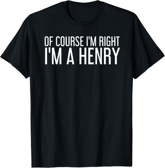 HENRY Gift Funny Surname Family Tree Birthday Reunion Idea T-Shirt - T-Shirt | Black