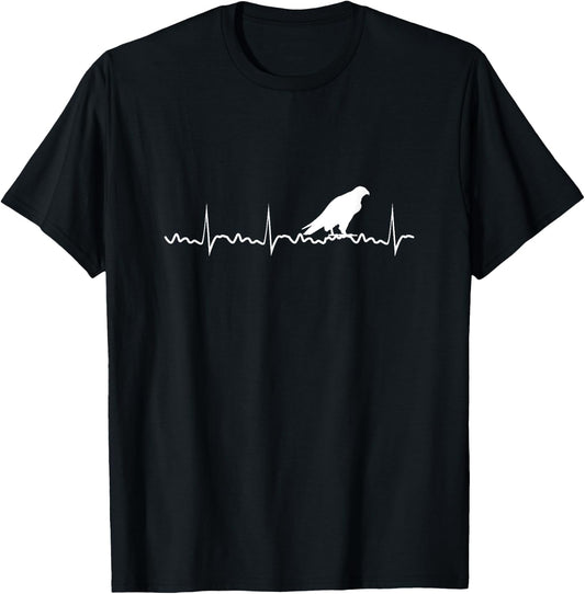 Peregrine Falcon Heartbeat Bird Falcon Animal T-Shirt - T-Shirt | Black