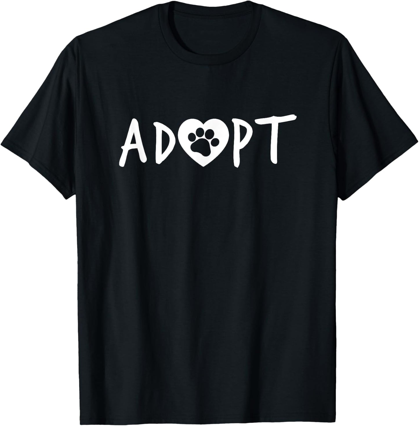 ADOPT Pawprint Cute Dog Cat Pet Shelter Rescue Women Kids T-Shirt - T-Shirt | Black
