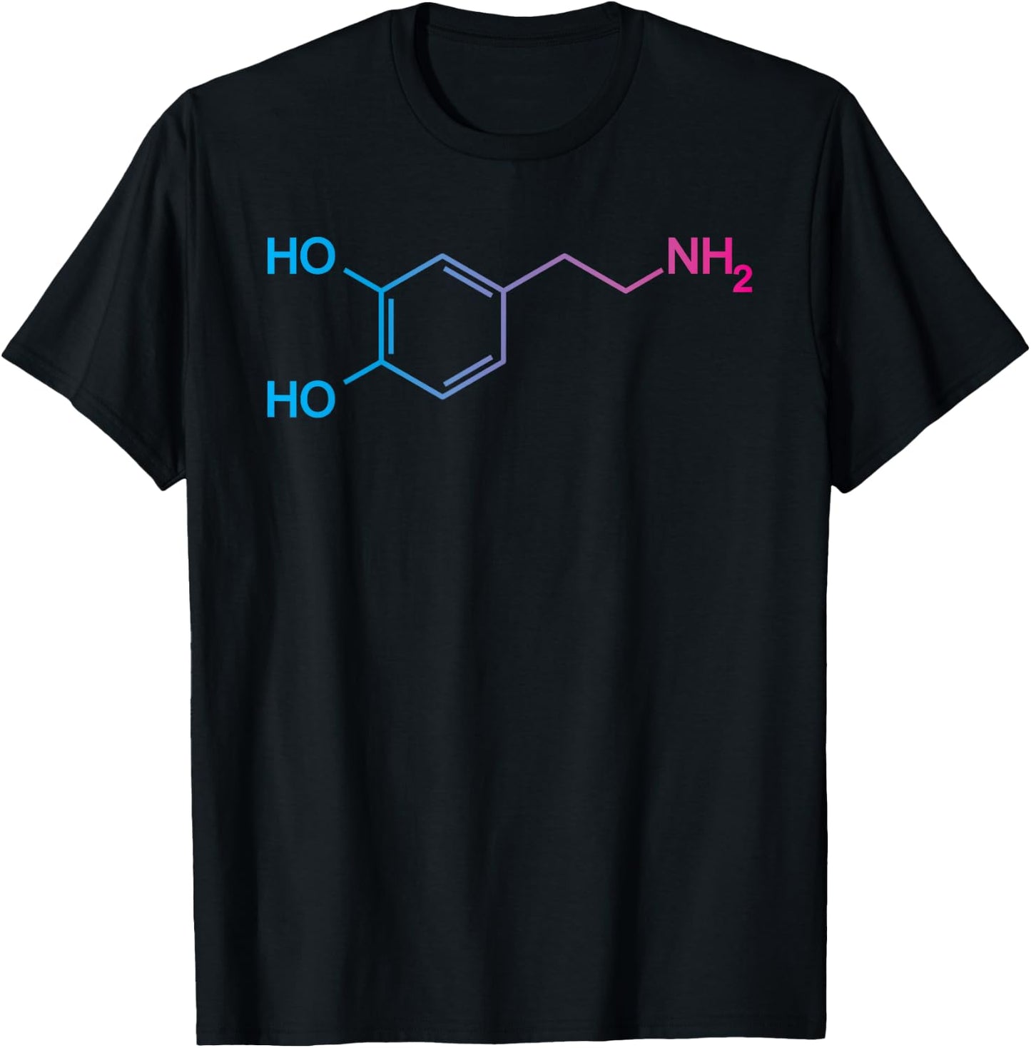 Dopamine Molecule Happiness - Biologist T-Shirt - T-Shirt | Black