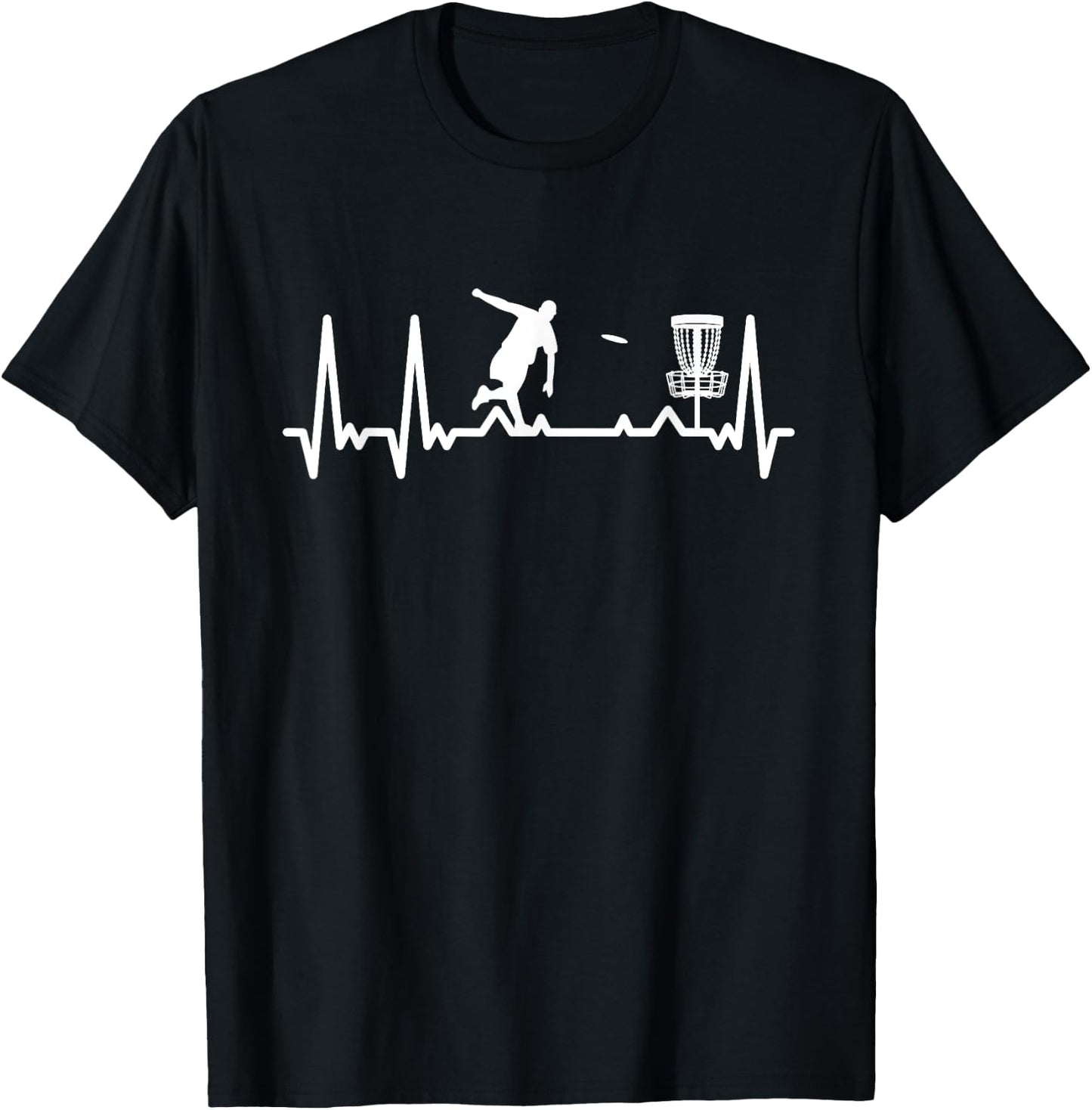 Disc Golf Heartbeat Target Basket Golfer Electrocardiogram T-Shirt - T-Shirt | Black
