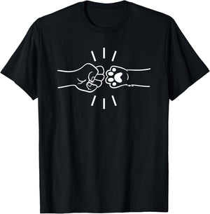 Dog Fist Bump Best Friend Dog Lover Puppy Mama Paw Hand Pets Women Kids T-Shirt - T-Shirt | Black