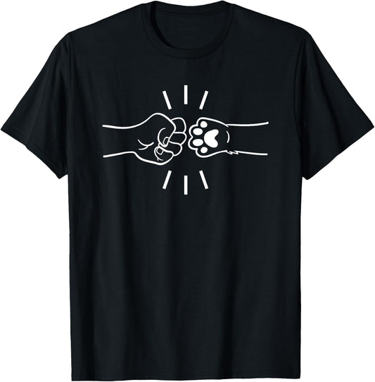Dog Fist Bump Best Friend Dog Lover Puppy Mama Paw Hand Pets Women Kids T-Shirt - T-Shirt | Black