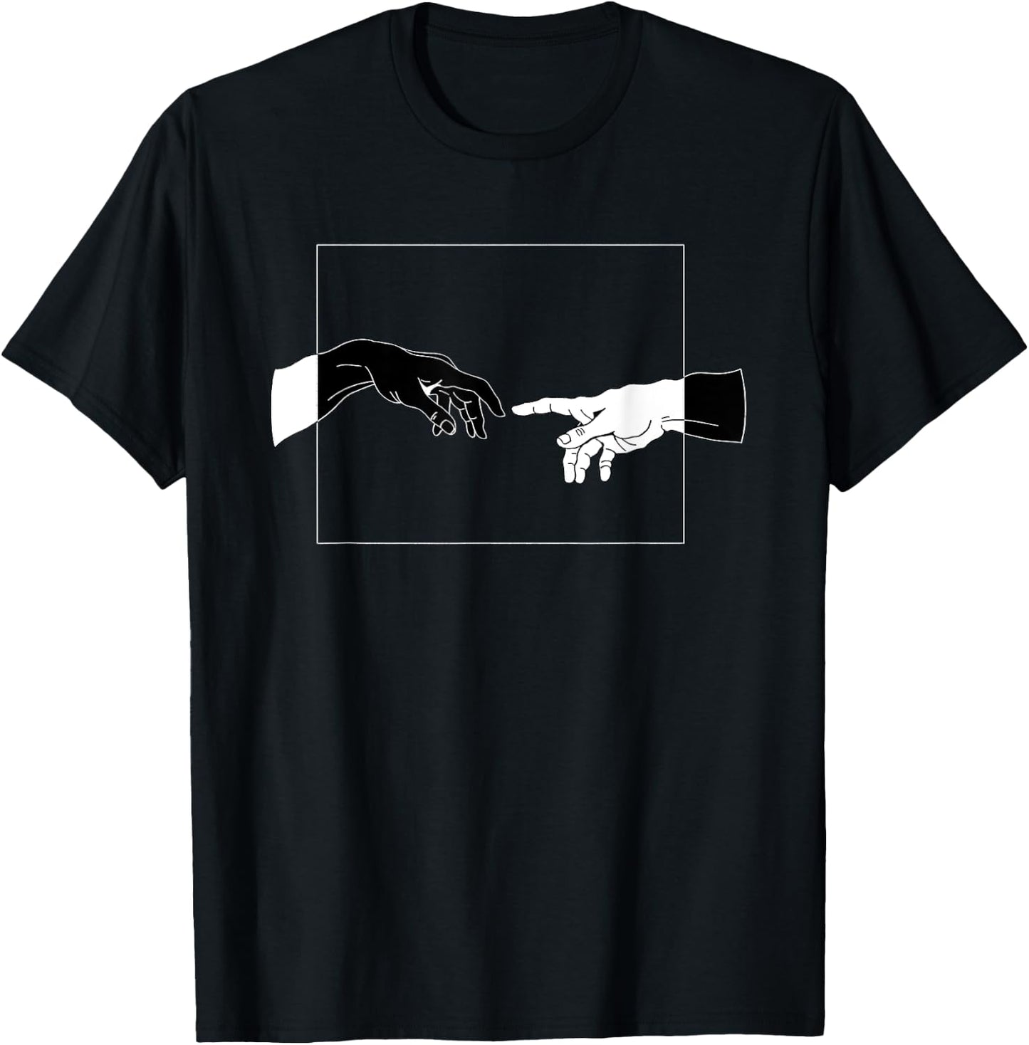 Light Touch Creation of Adam Hand of God Art Gift T-Shirt - T-Shirt | Black