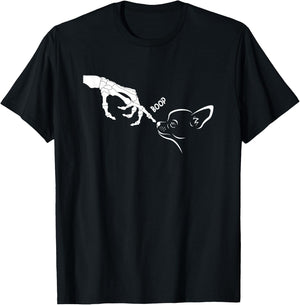Dog Scary Skeleton Hand Boop Spooky Halloween Chihuahua T-Shirt - T-Shirt | Black