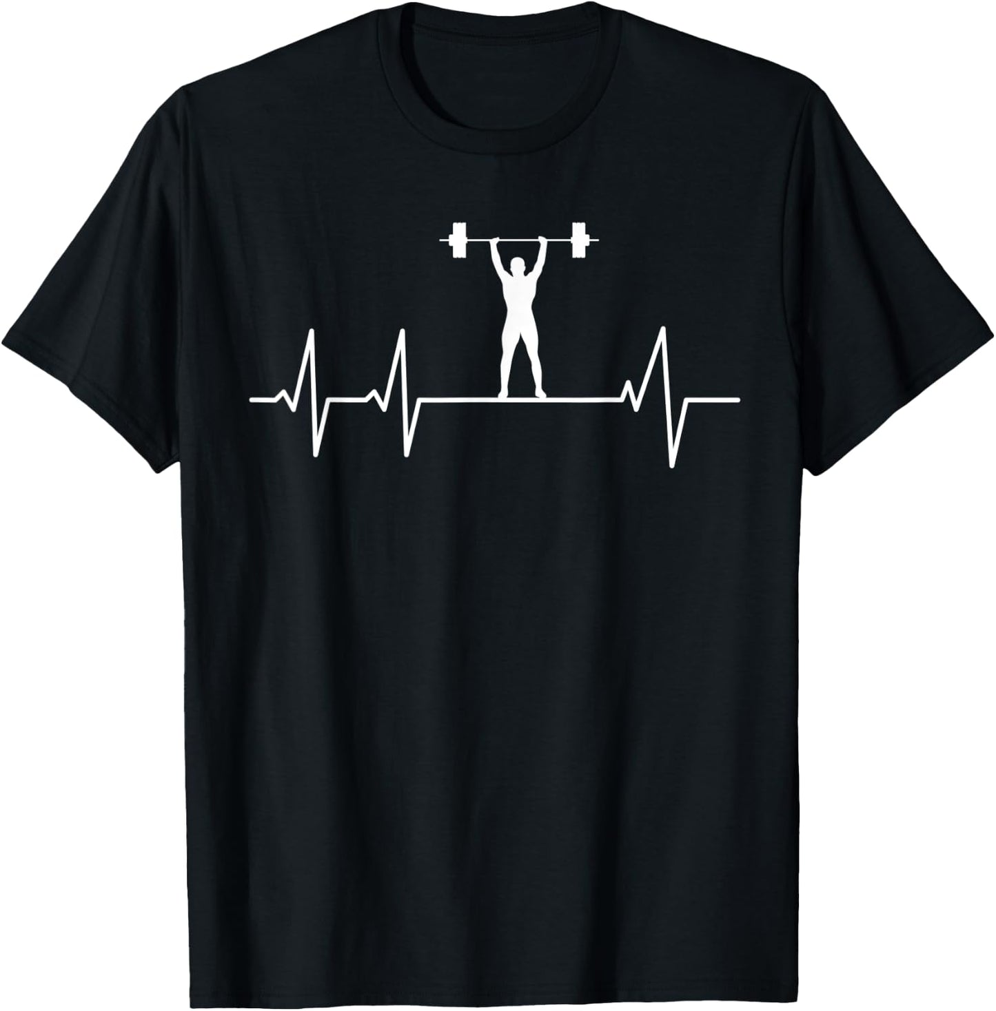 Weightlifter heartbeat ECG heart rate athlete T-Shirt - T-Shirt | Black
