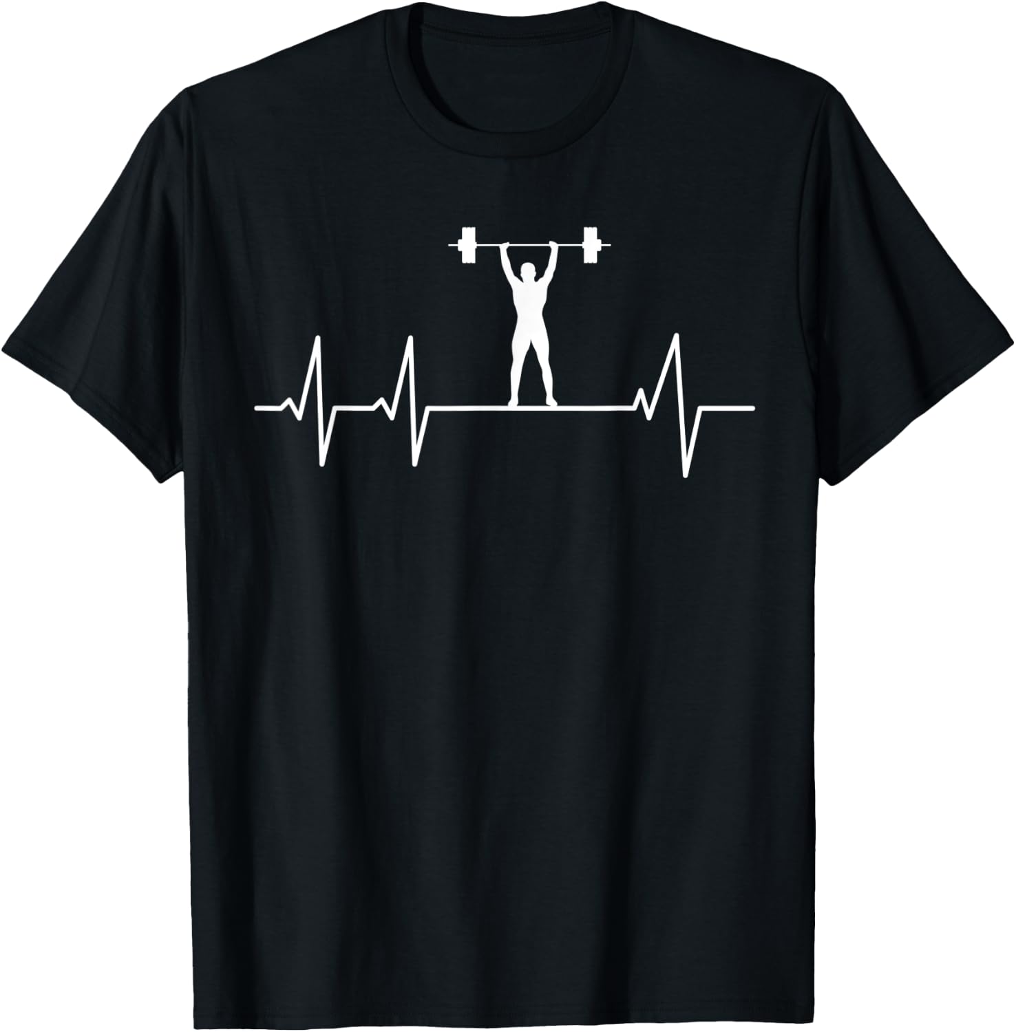 Weightlifter heartbeat ECG heart rate athlete T-Shirt - T-Shirt | Black