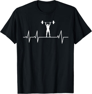 Weightlifter heartbeat ECG heart rate athlete T-Shirt - T-Shirt | Black
