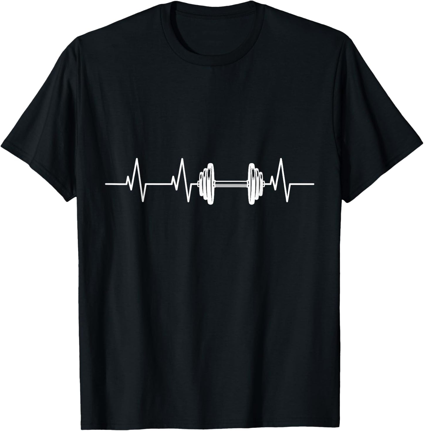 Fitness Heartbeat Dumbbell Heartline Bodybuilding T-Shirt - T-Shirt | Black