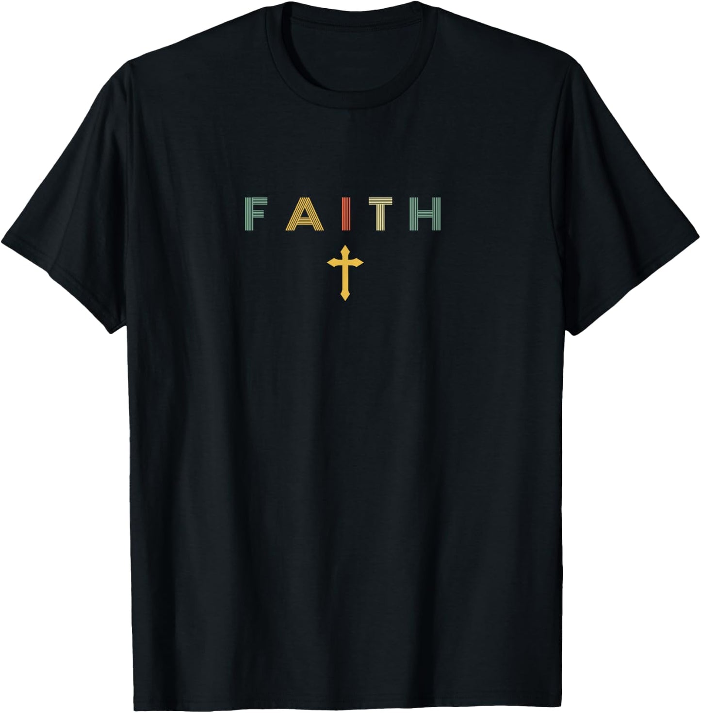 Christian Religious Christ Faith and Cross Vintage T-Shirt - T-Shirt | Black