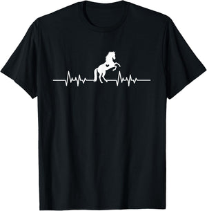 Horse Heartbeat - Cute Horse Riding Outfit Horse Race Gift T-Shirt - T-Shirt | Black