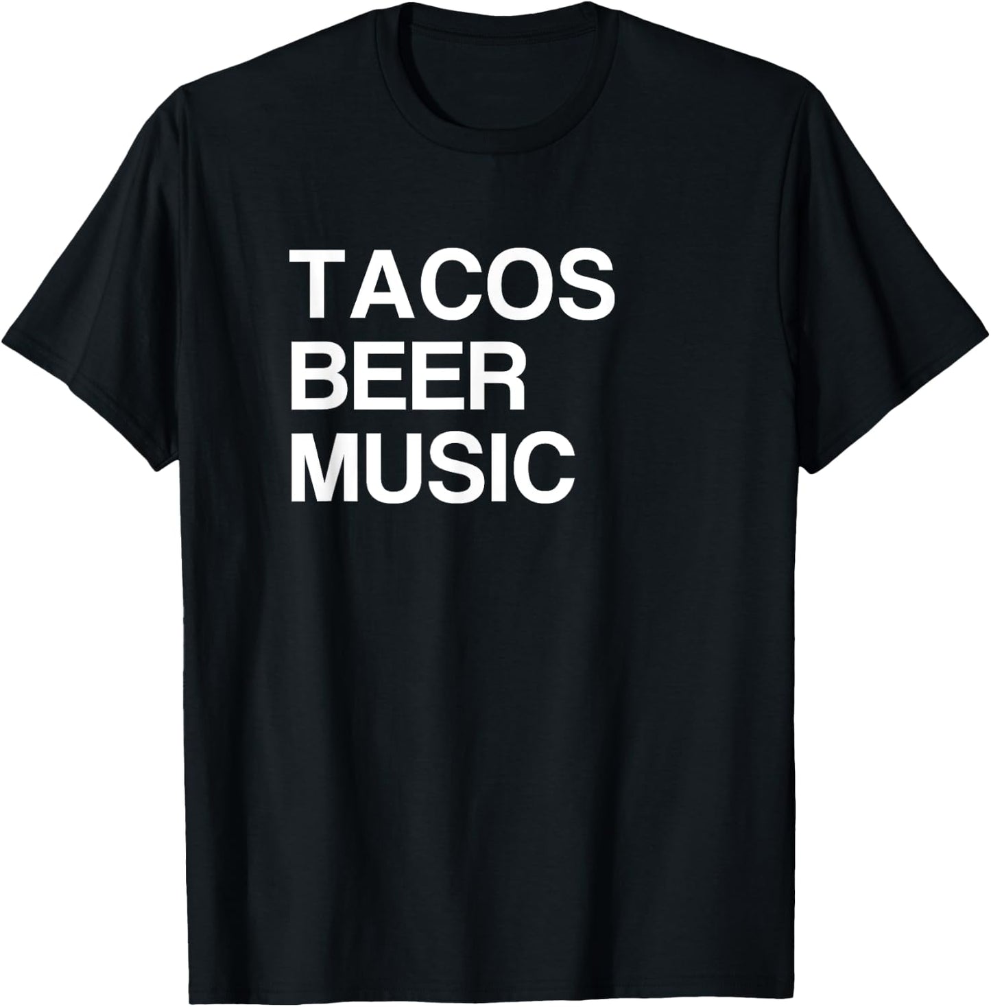 Tacos Beer Music T-Shirt - T-Shirt | Black