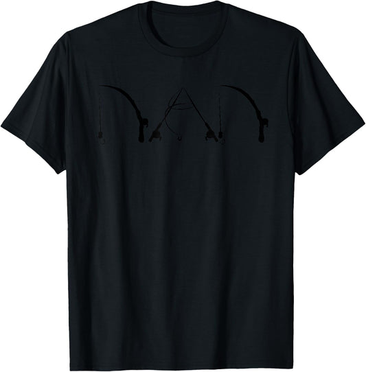 Funny Dad Fishing Gift Cool Father's Day Fishing Rod T-Shirt - T-Shirt | Black