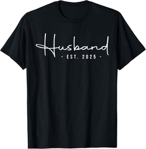 Couples Apparel For Husband And Wife Matching Husband Est 2025 Just Married Honeymoon Hubby Wedding Couple T-Shirt - T-Shirt | Black