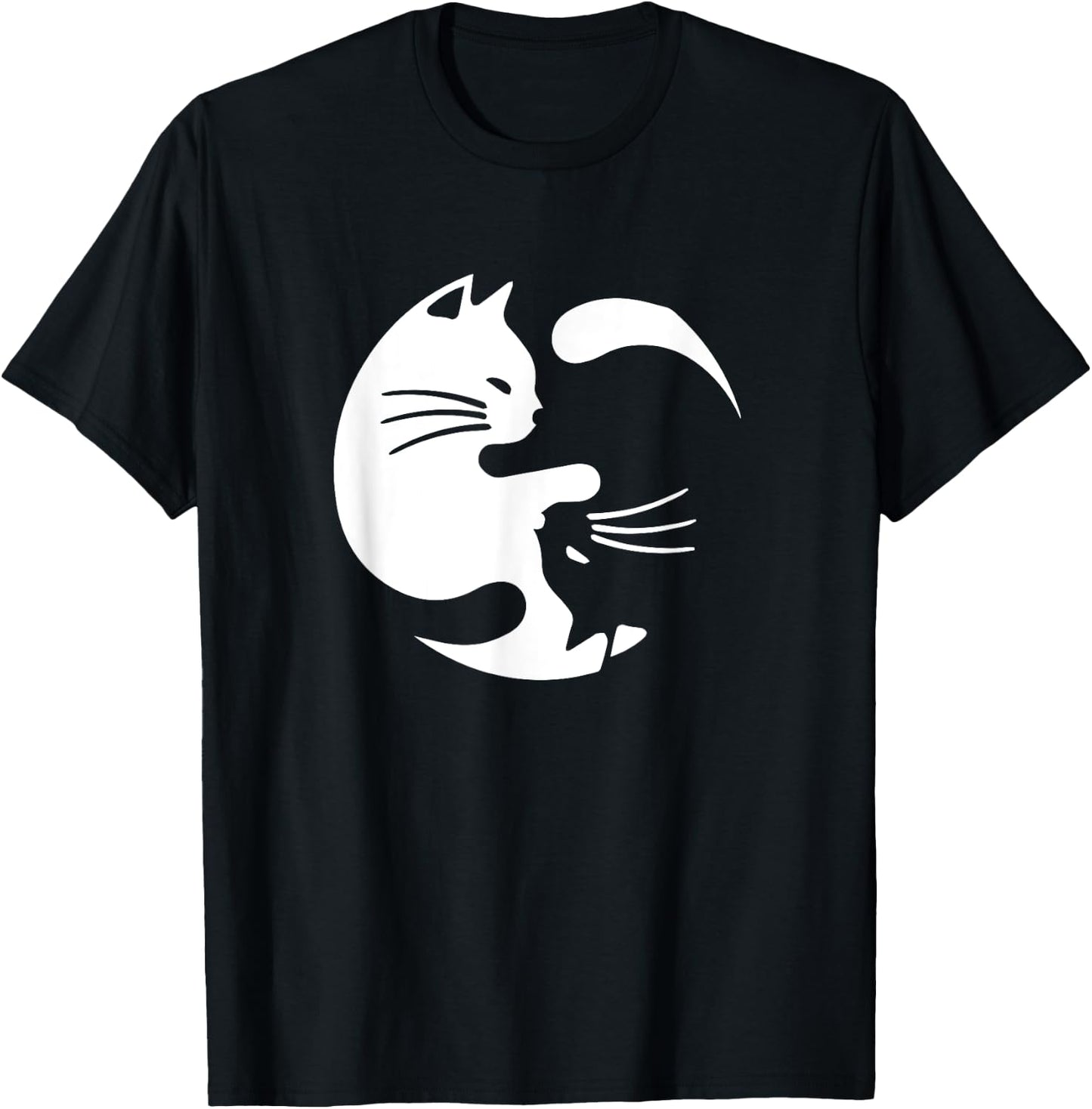 Cute Yin & Yang Cats Yoga Peace Lover Cat Lover Graphic T-Shirt - T-Shirt | Black