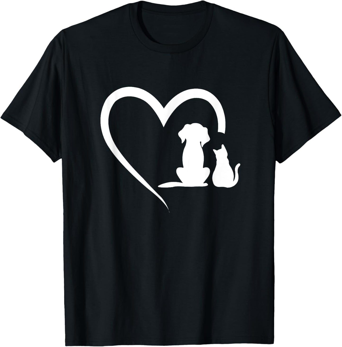 Dog Puppy and Baby Cat Heart - Animal Dog & Cat Heart Women Girls Kids T-Shirt - T-Shirt | Black