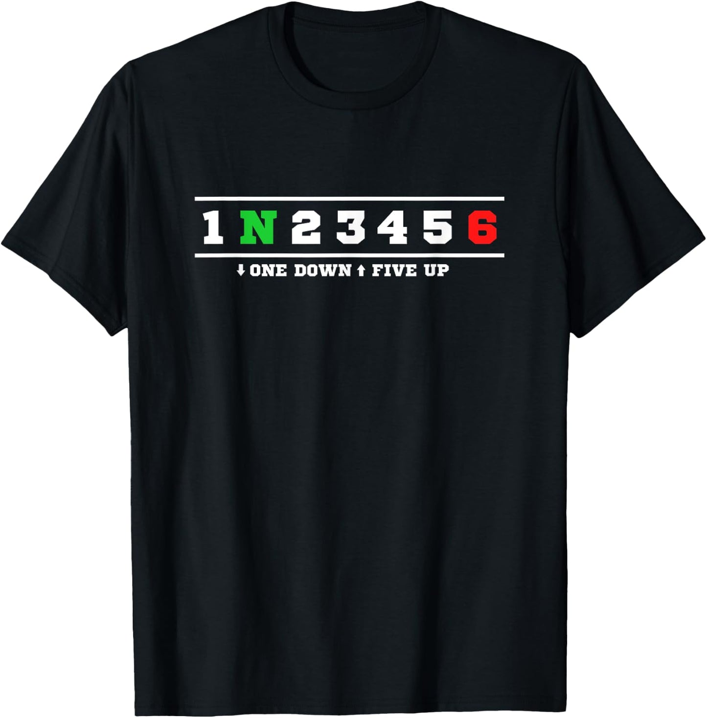 1N23456 Motorcycle Foot Gear Shift T-Shirt - T-Shirt | Black