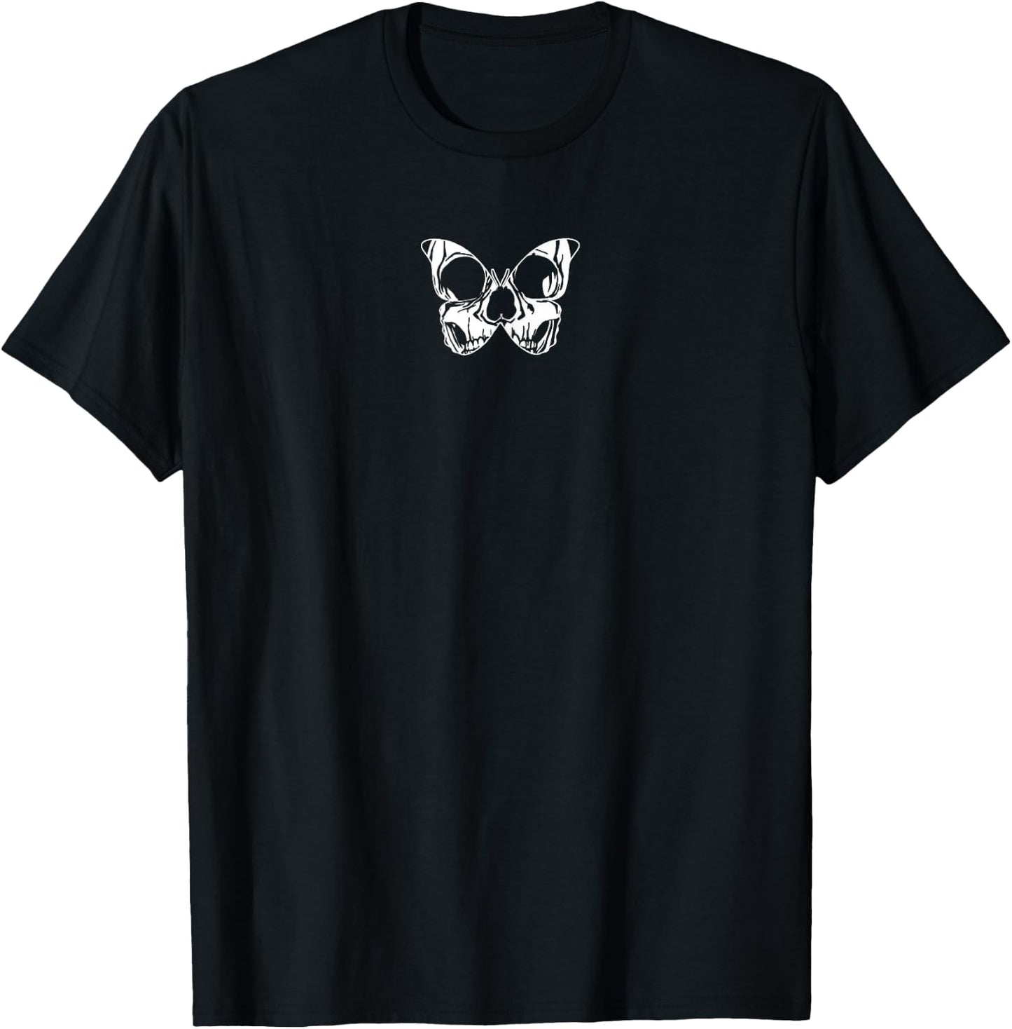 Skull Butterfly Gothic Aesthetic Soft Grunge Pastel Goth Emo T-Shirt - T-Shirt | Black