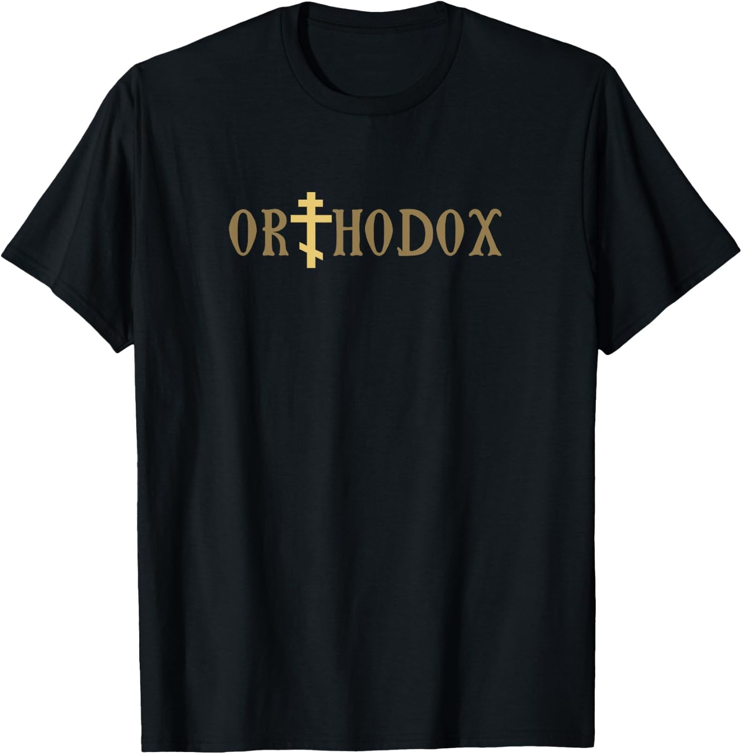 Orthodox Christian Gifts -Adults Black Small Christian Religious Symbol T-Shirt - T-Shirt | Black