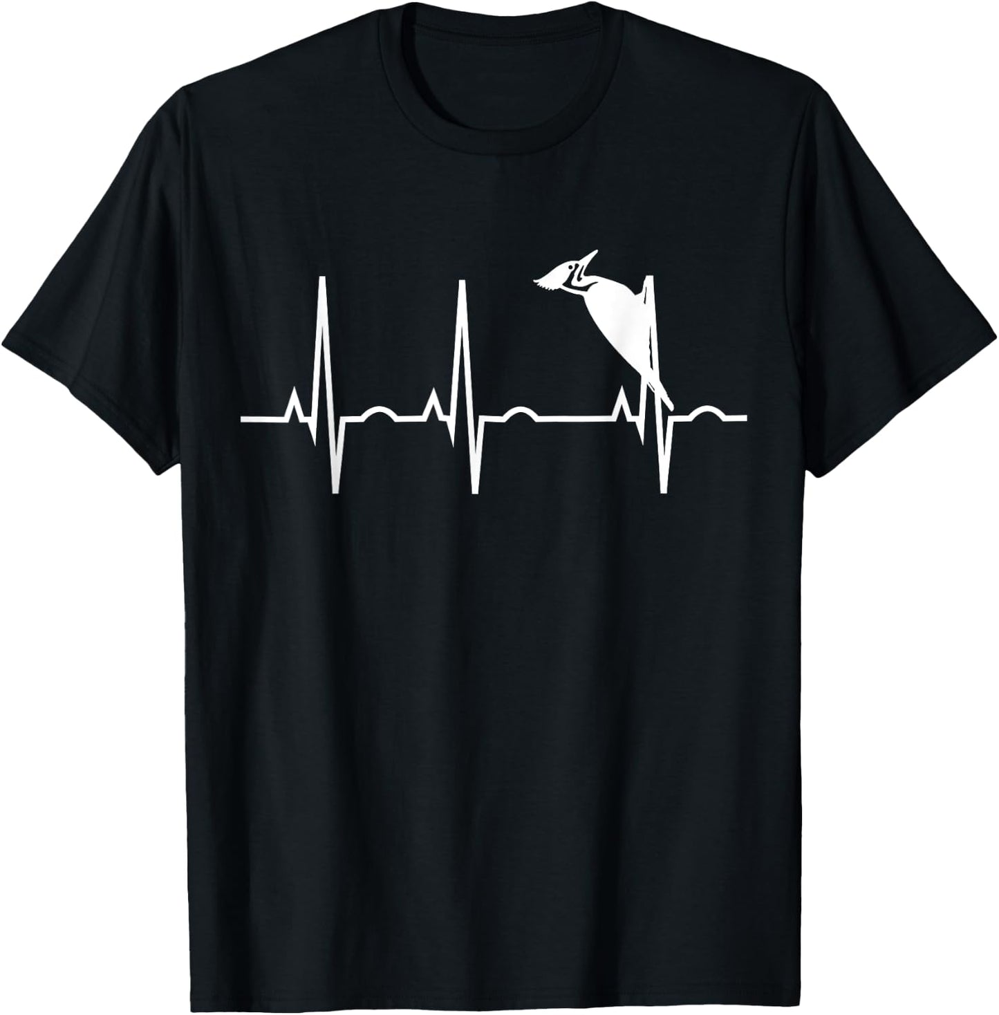 Pileated Woodpecker Shirt - Bird Lover Heartbeat Gift T-Shirt - T-Shirt | Black