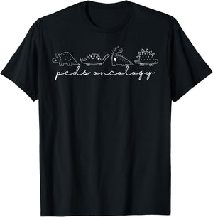 PEDS Oncology Dinosaur Hem Onc Pediatric Hematology Oncology T-Shirt - T-Shirt | Black
