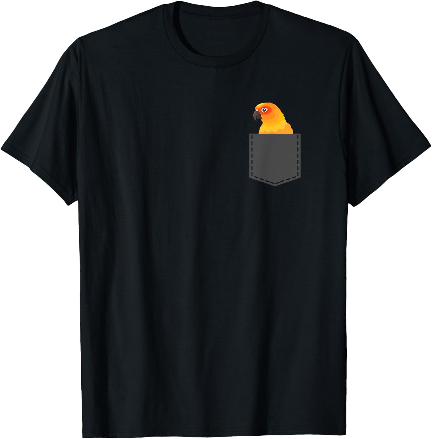 Funny Sun Conure Bird Lover Parrots Pocket Animals Gifts T-Shirt - T-Shirt | Black