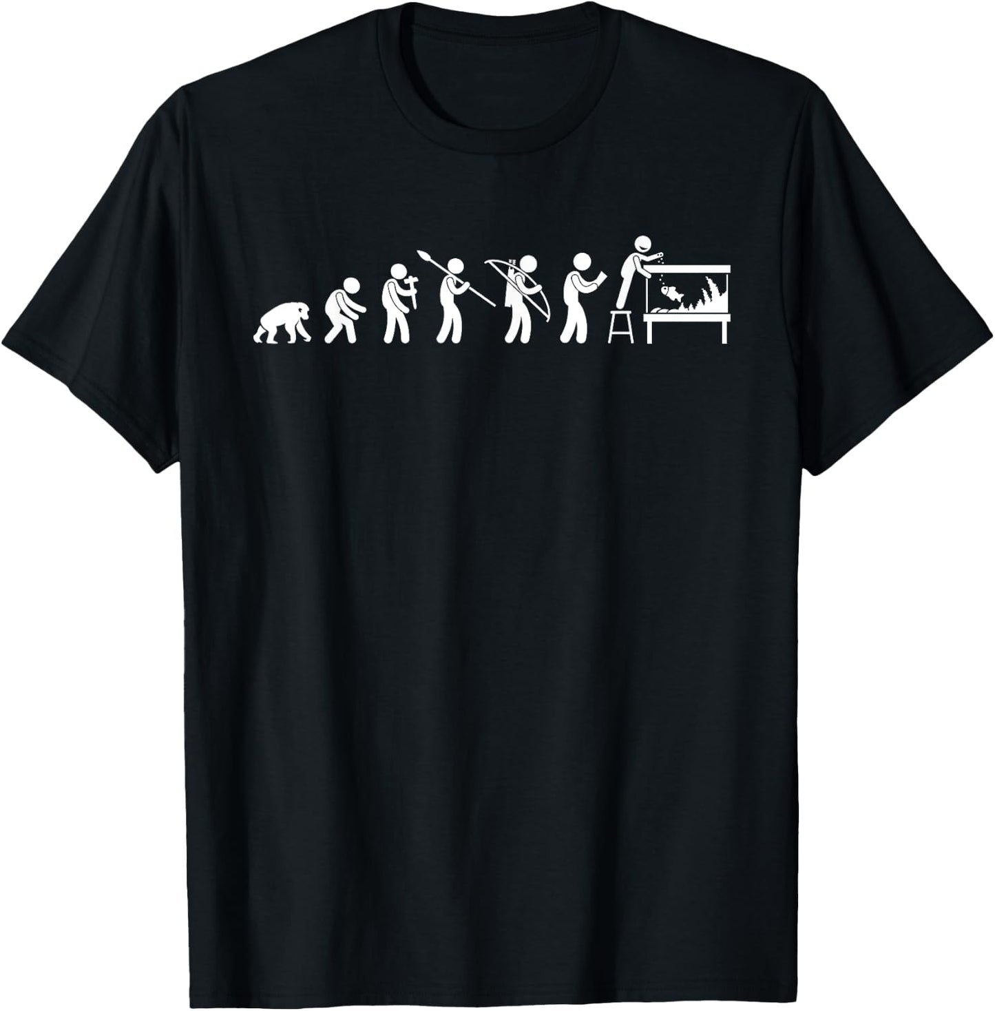 Funny Aquarium Shirts - Aquarium Evolution Fish Keeper - Men's Black Animal Print Short Sleeve Classic Fit - Small T-Shirt - T-Shirt | Black