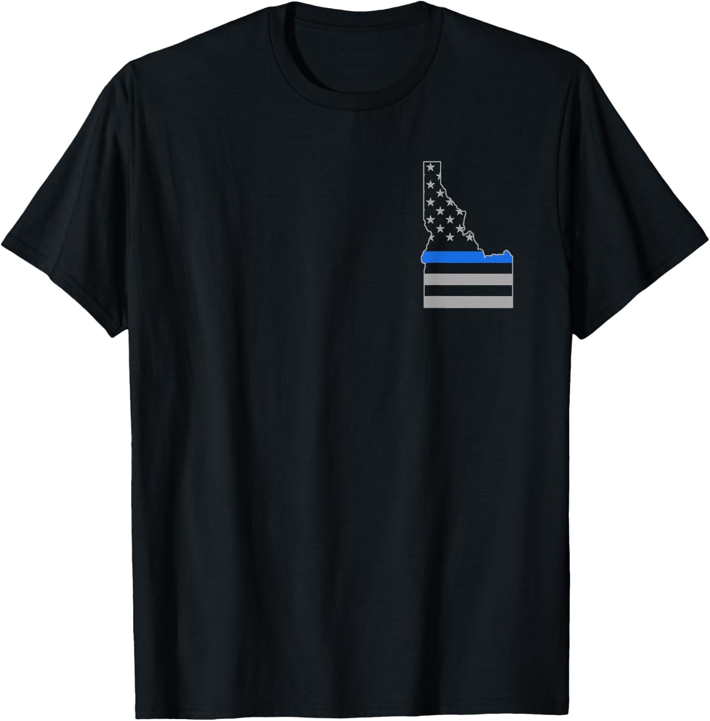 Idaho US Thin Blue Line Flag Police Officer Cop T-Shirt - T-Shirt | Black