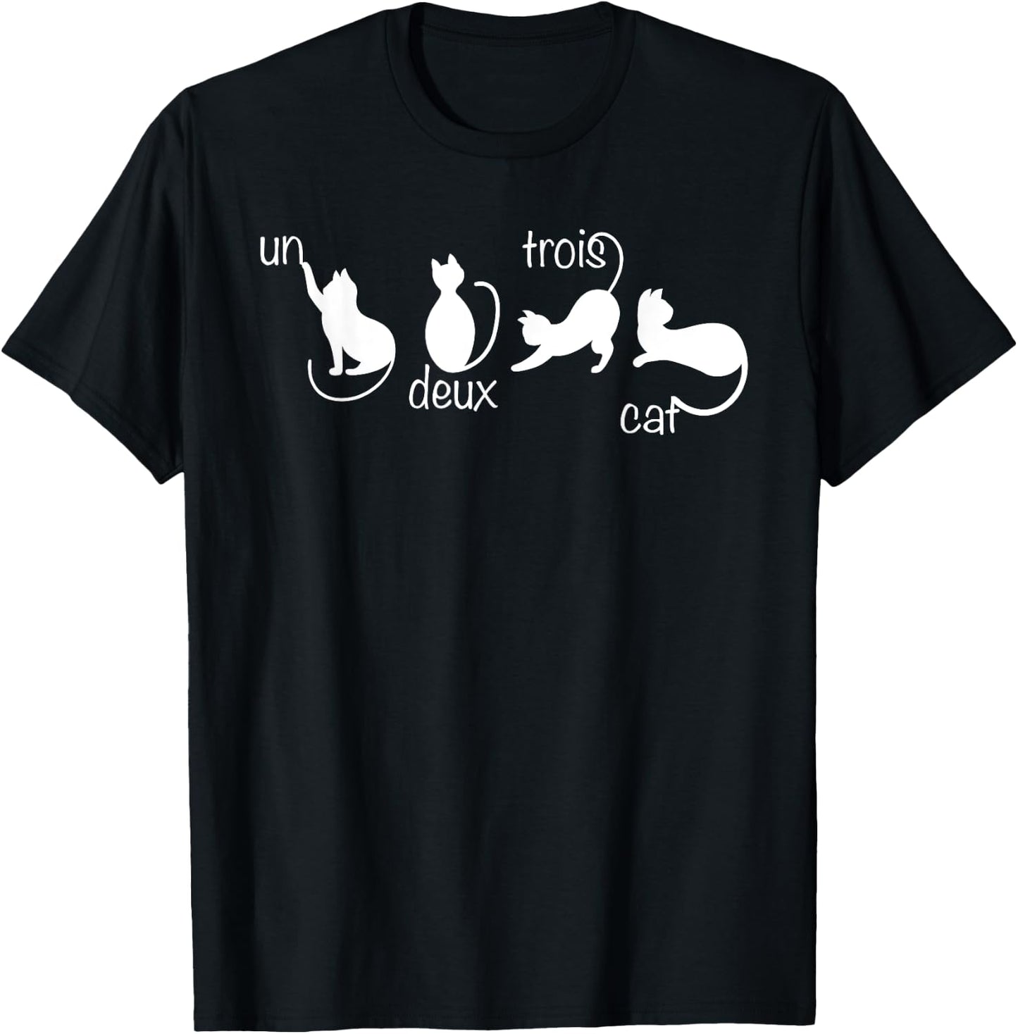 Cute Un Deux Trois Cat French Français Teacher Funny Gift Men Women T-Shirt - T-Shirt | Black
