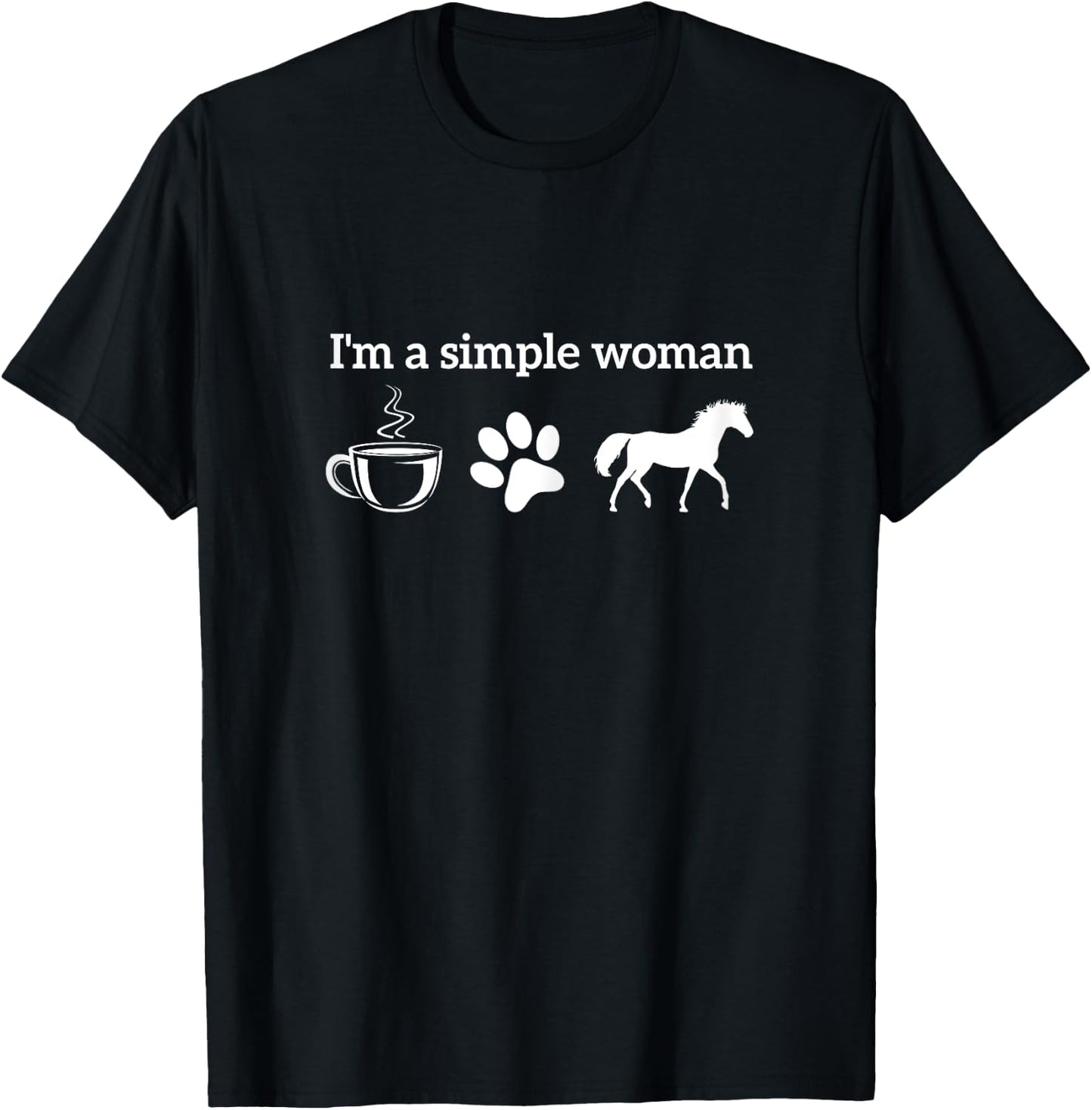 I'm A Simple Woman Loves Coffee Dog Horseback Riding Horse T-Shirt - T-Shirt | Black