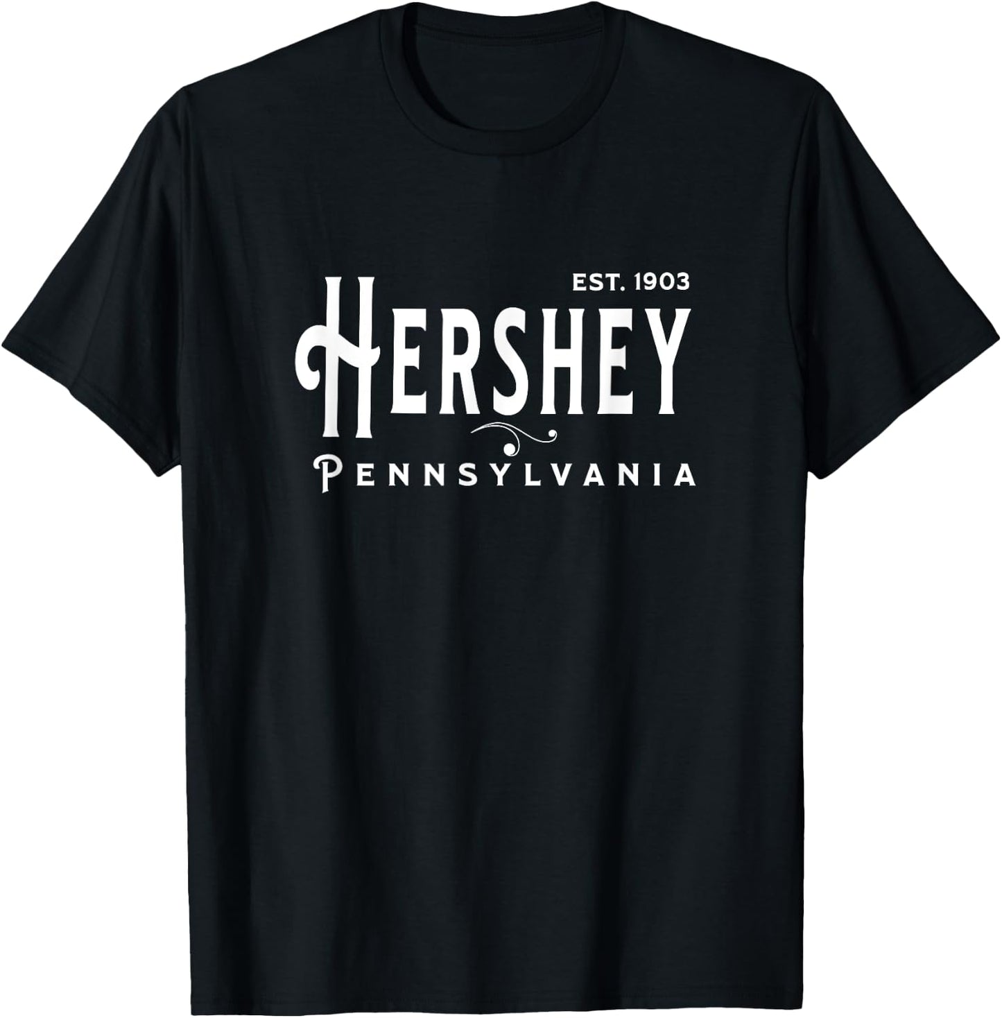 Vintage Pennsylvania Souvenir Visit Hershey Pa , Small, Black T-Shirt - T-Shirt | Black