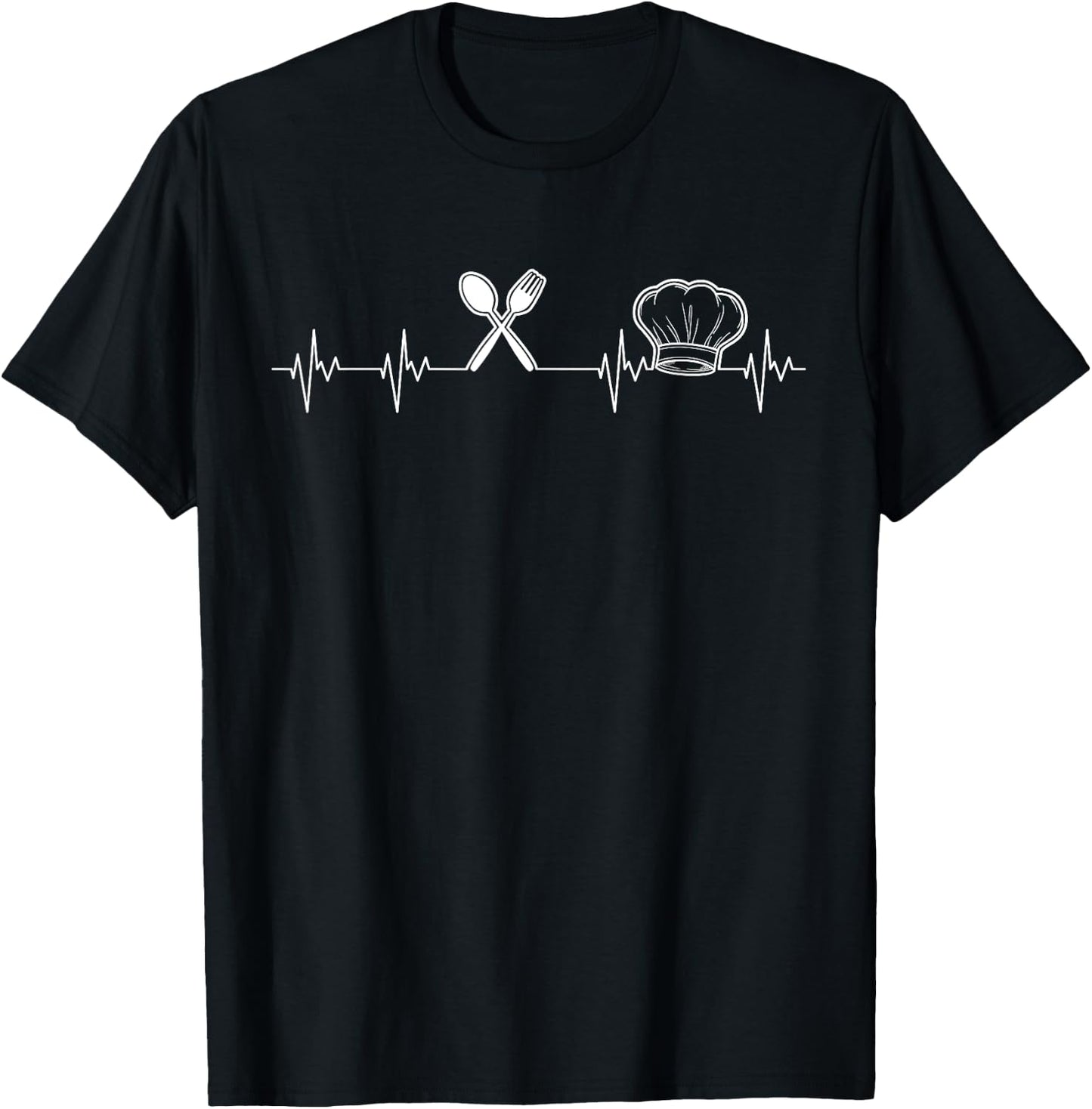 Chef Heartbeat Funny Culinary Chef Gift Cooking Lover T-Shirt - T-Shirt | Black
