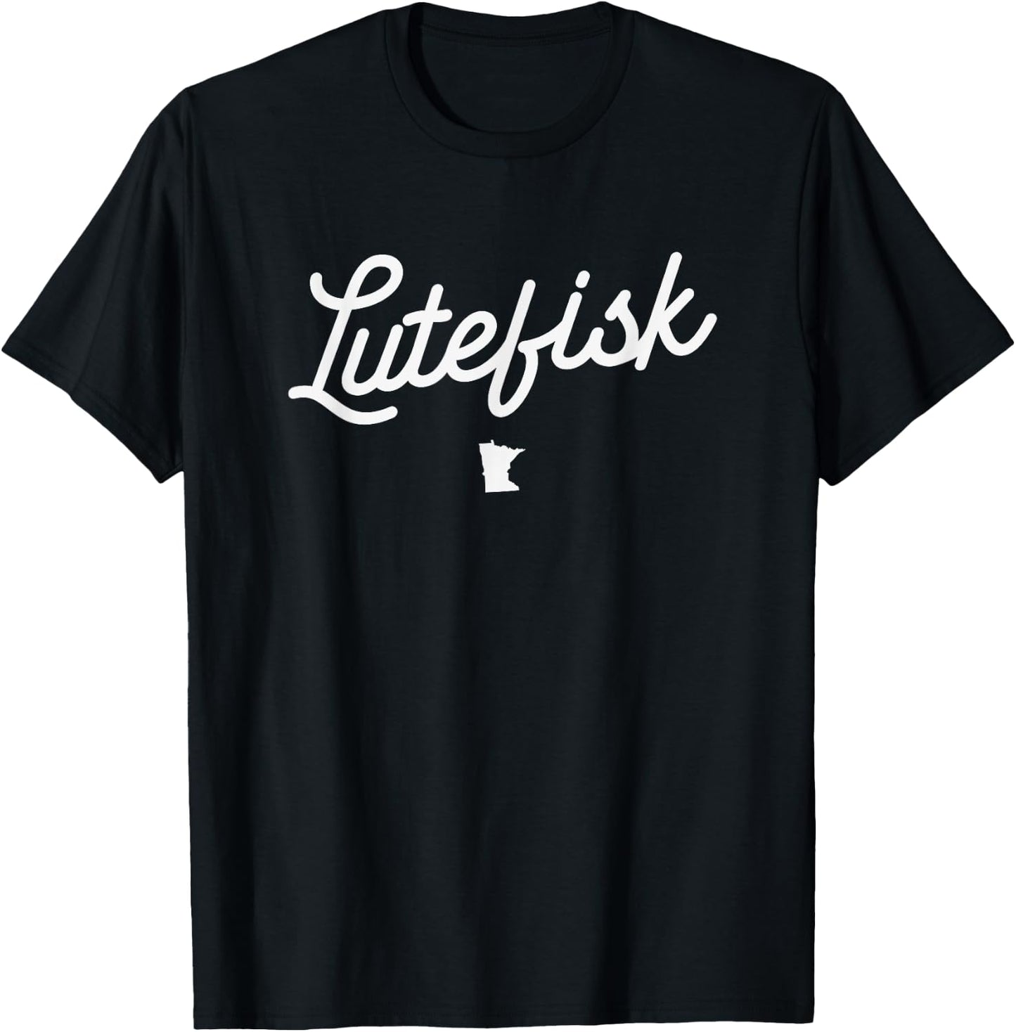 Classic Lutefisk Speak Minnesotan MN State Map T-Shirt - T-Shirt | Black