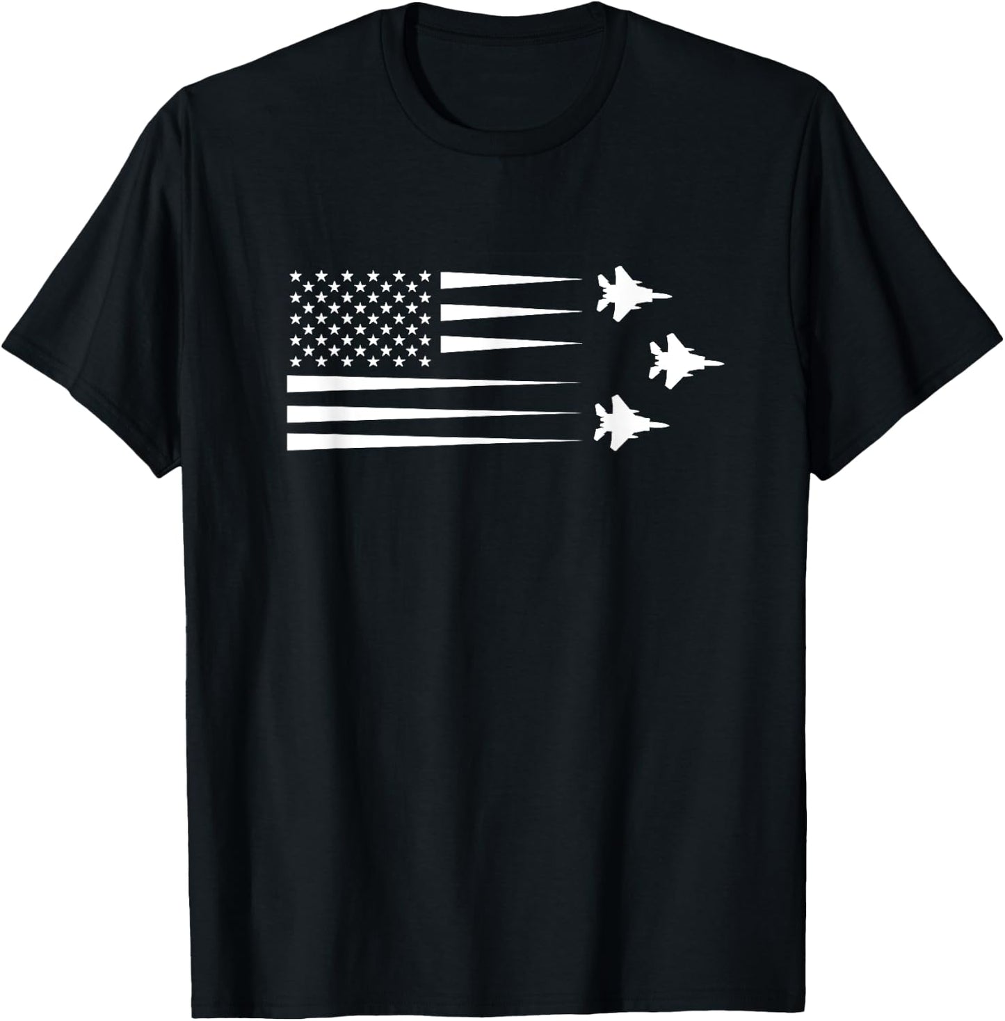 F-15 Eagle US American Flag T-Shirt - T-Shirt | Black