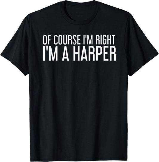 HARPER Gift Funny Surname Family Tree Birthday Reunion Idea T-Shirt - T-Shirt | Black
