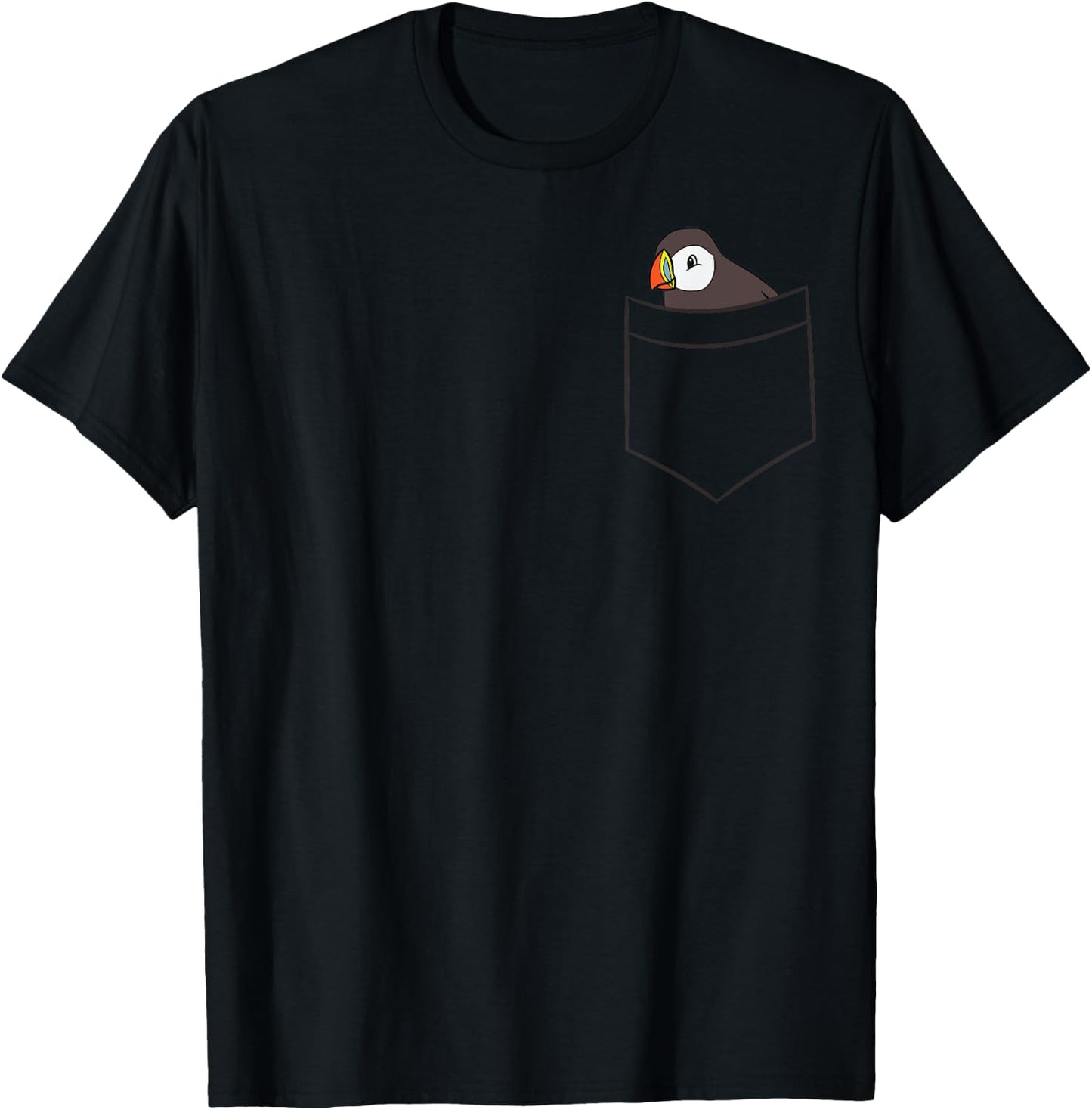 Puffin In The Pocket Seabird Iceland Pocket Puffin T-Shirt - T-Shirt | Black