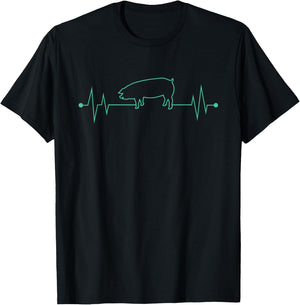 I Love My Pig Heart Valve Heartbeat Funny Barn Farmer Gift T-Shirt - T-Shirt | Black