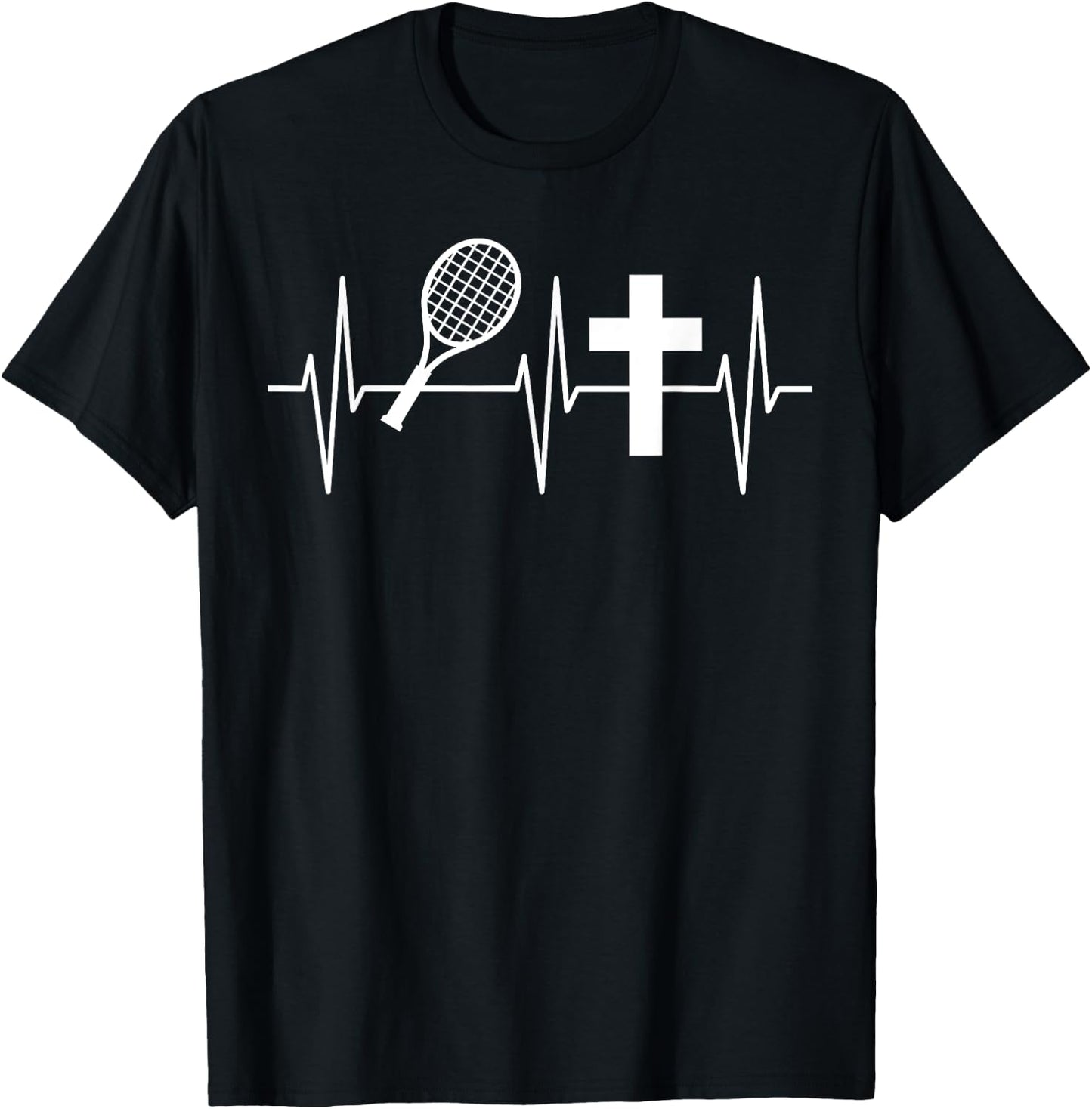 Christian Tennis Shirt Religious Jesus Tennis Player T-Shirt - T-Shirt | Black