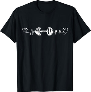 Dumbbell Pulse Funny Gym Fitness Heartbeat Fitness Vibes men T-Shirt - T-Shirt | Black