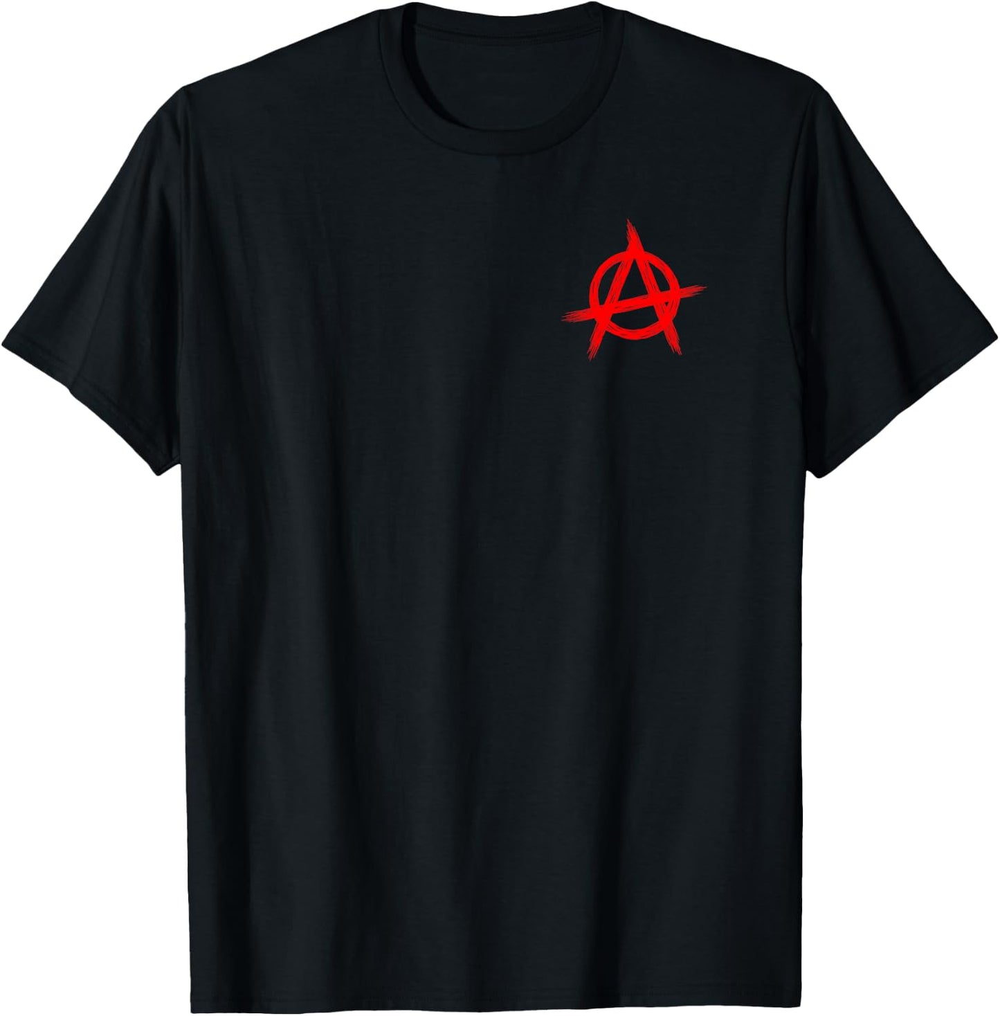 Red Anarchist Symbol Distressed Political Anarchy Rock Star T-Shirt - T-Shirt | Black