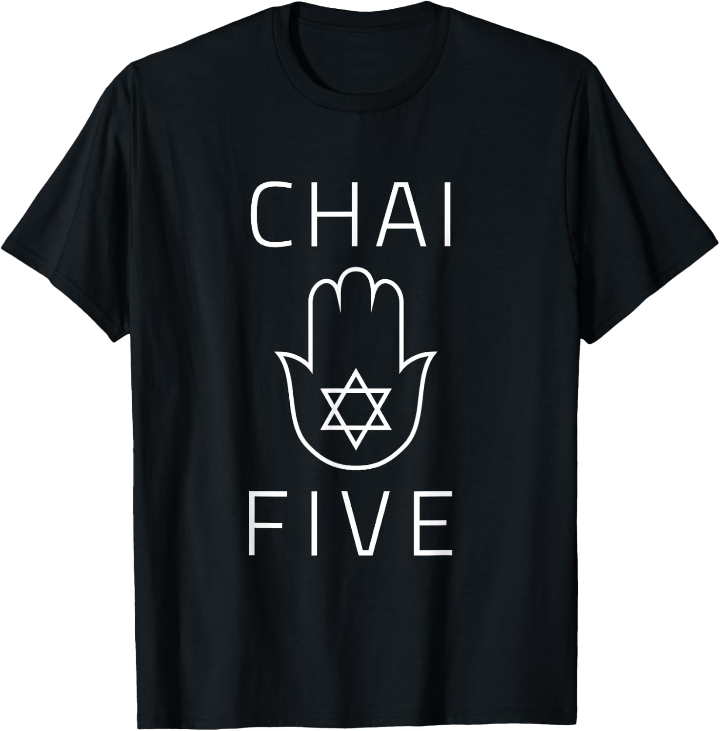 Chai Five Hamsa Hand Jewish Star Of David Hebrew Good Luck T-Shirt - T-Shirt | Black